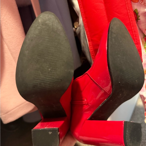 Red Patent Leather Ankle Boots - Picture 3 of 4